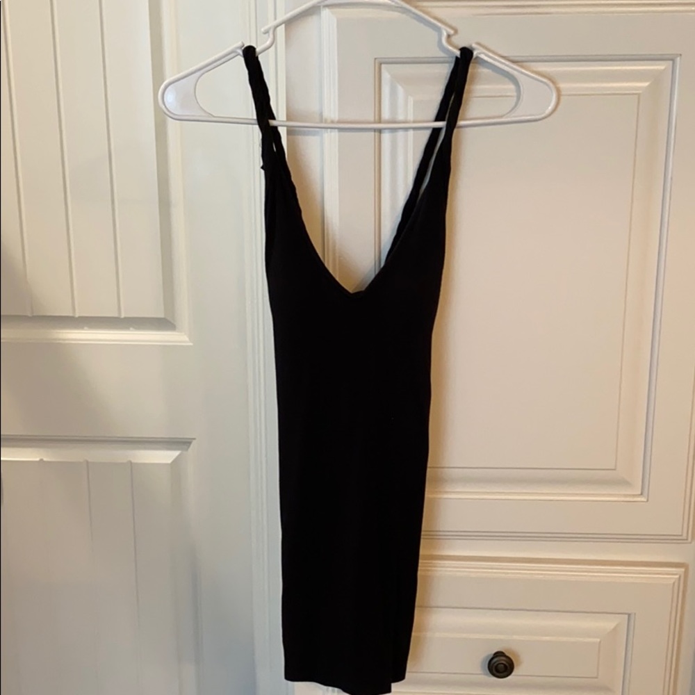 Black built in bra cross cross back top